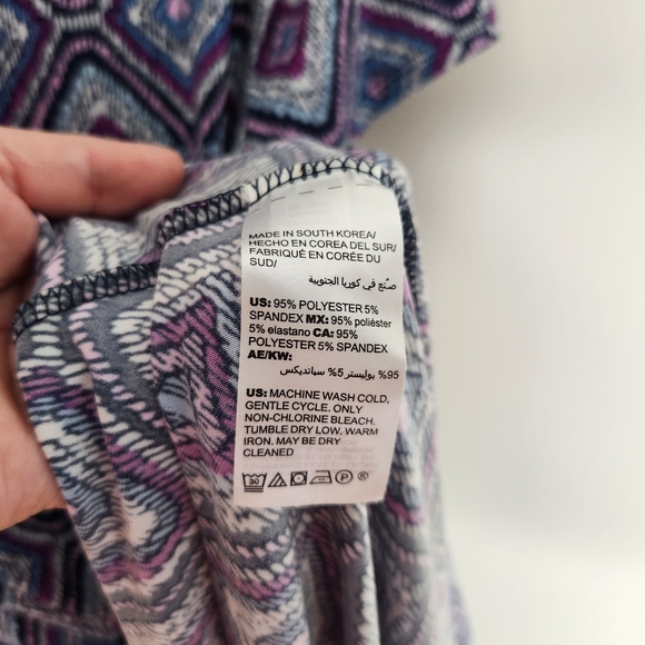 Chico's Dress womens size 8 10 geometric print sharkbite hem blue purple - Picture 4 of 6